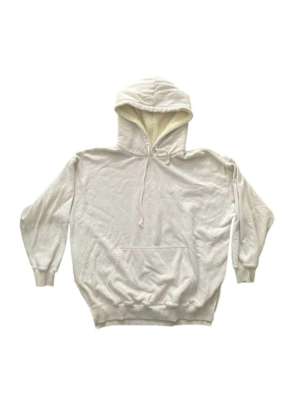 American Eagle Oatmeal Sherpa Hoodie Relaxed Fit Small